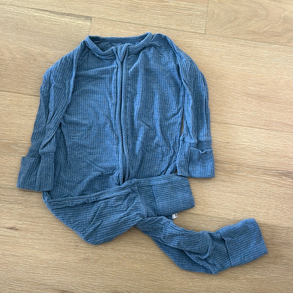 Little Sleepies Zippy, 3-6m, Blue Heathered Ribbed